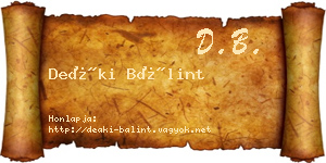 Deáki Bálint névjegykártya